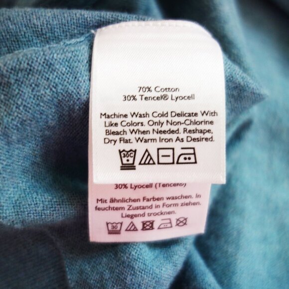 Eddie Bauer Cotton And Tencel Lightweight Button Up Cardigan Teal Plus Size 2X - Picture 7 of 7